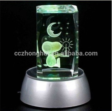 3d Laser Engraved Crystal Cube with Led base