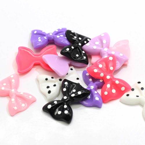 Mixed Color Cabochons Polka Dot Bowknot Bow Tie Flatback Resin For Scrapbooking Craft Embellishments