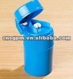 Plastic Round Pill Cutter and Pill Case in blue