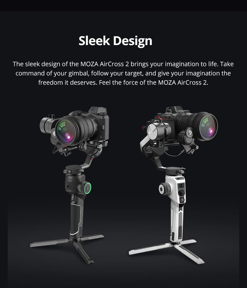 3.2kg Payload Moza Aircross 2 camera  Gimbal Stabilizer Steadycam with Arca plate and phone holder