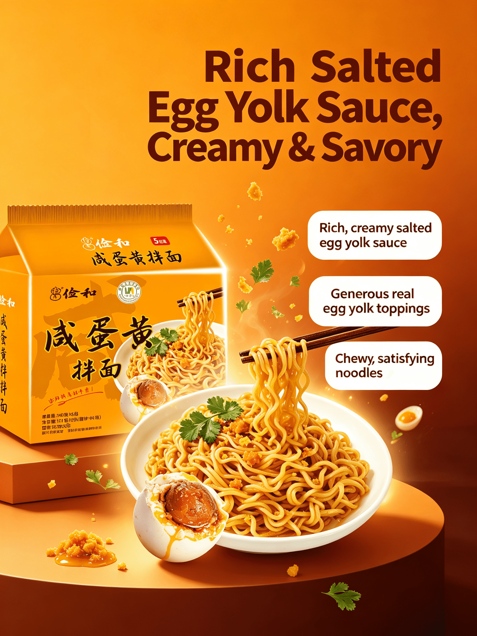 Лапша с соленой яичной пастой Salted Egg Paste Noodles