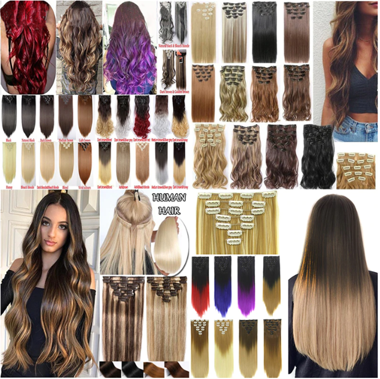 High Quality Clip In Hair Extensions 8pcs Natural Human Virgin Hair Custom Remy Hair Extensions Clip In