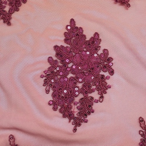 Rope embroidery sequin lace net cord lace fabric