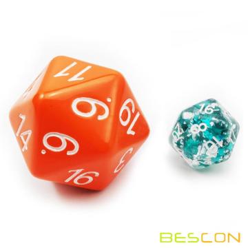 Bescon Jumbo D20 38MM, tamaño grande 20 lados dados naranja opaco, cubo grande de 20 caras 1.5 pulgadas