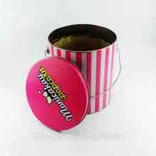 1 Gallon popcorn tin bucket with handle customized printed