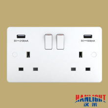 UK type 2 gang switched USB multi-function socket