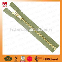 Excellent quality open end #5 shiny gold metal zipper gold teeth