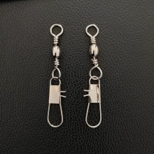 Black Nickel Barrel Swivel with Interlock Snap Connector for Fishing