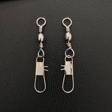 Black Nickel Barrel Swivel with Interlock Snap Connector for Fishing