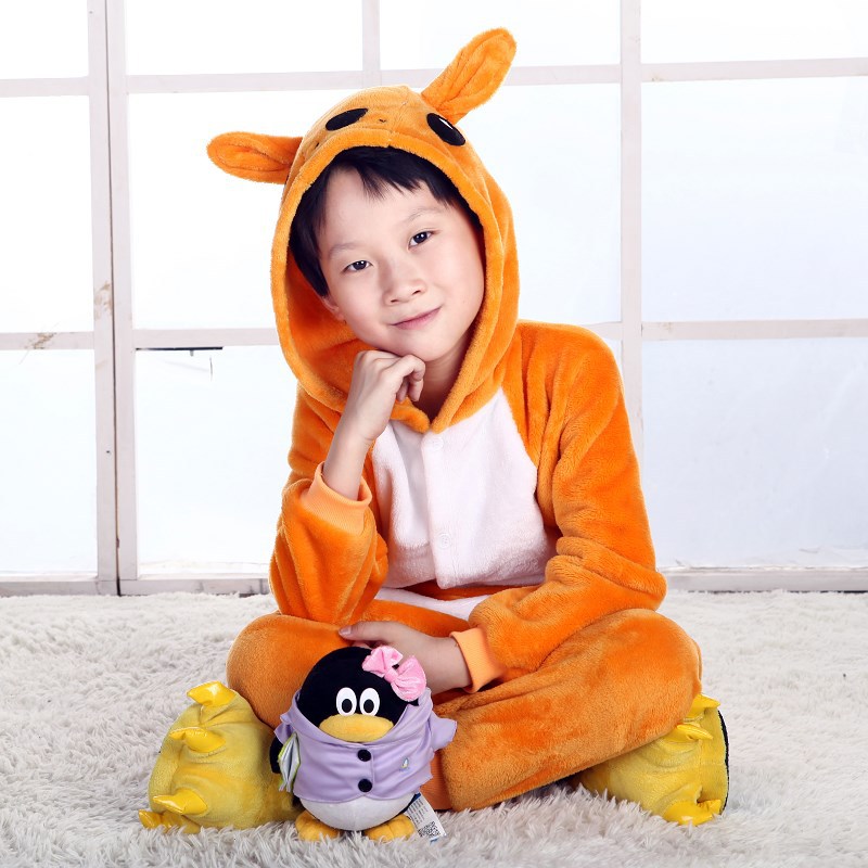 Wholesale Cartoon Flannel Jumpsuit Costume Winter Baby Rompers Clothes Cute Animal Kid's Onesie Pajama