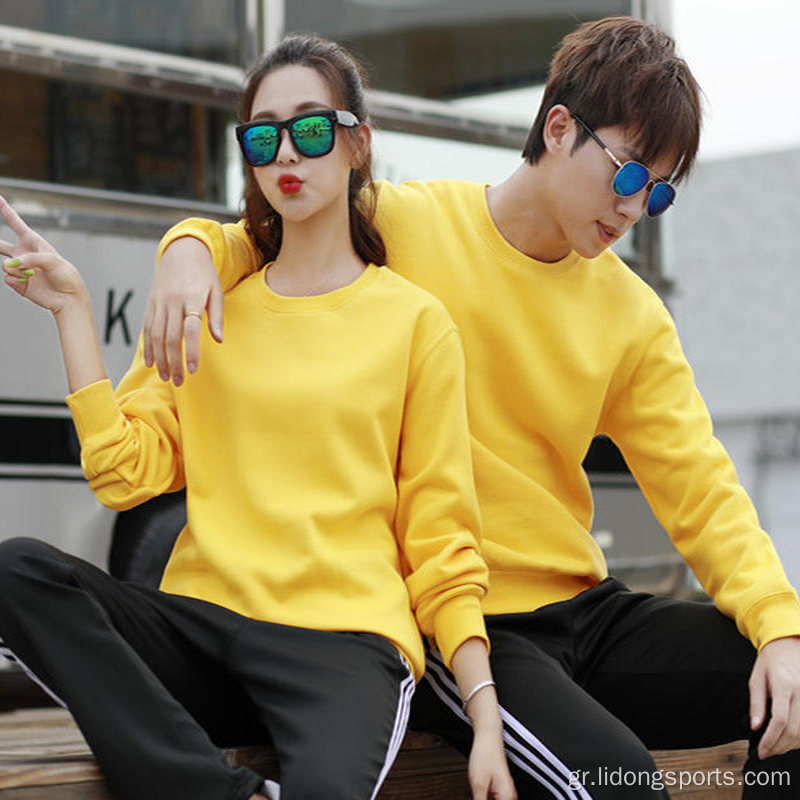 Μακρά μανίκια βαμβάκι πεδιάδα unisex crewneck φούτερ