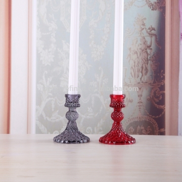 Depression Style Glass Ruby Red Candlesticks