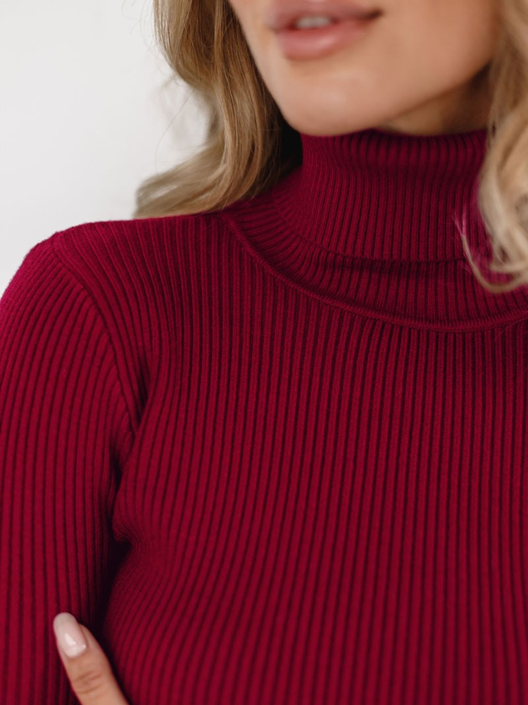 Вязаный женский свитер с высокой водолазкой и пуловером High Turtleneck Knitted Women Sweater Pullover