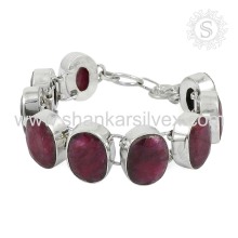 Alibaba 925 Sterling Silver Jewelry Pink Ruby Fabricante Online Pulseira de jóias de prata