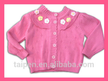 2016 Children Clothing Baby Girls Sweater Pink Cardigan Knitted Sweater With Flower