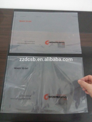 Clear LDPE Flat Poly Food Bag For Frozen Prawns