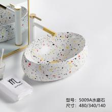 oval hotel terrazzo washbasin bathroom countertop sink basin