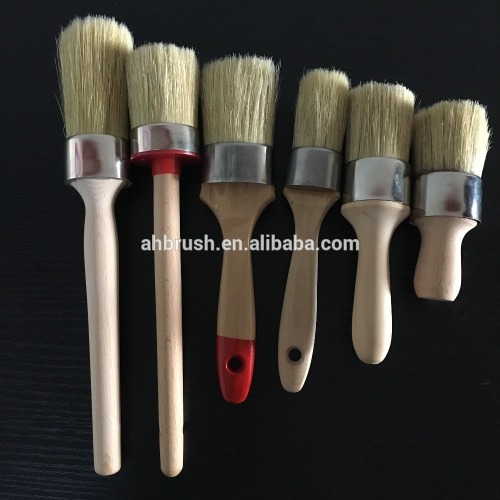 Nature wooden handle chalk painting waxing brush with pure bristle