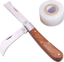 Professional Stainless Steel Garden Tool: Pruning, Budding, Grafting Knife with Double Blades and Grafting Tape