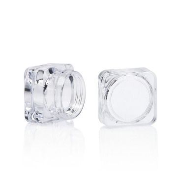 Square 5g cosmetic plastic clear jar with lid