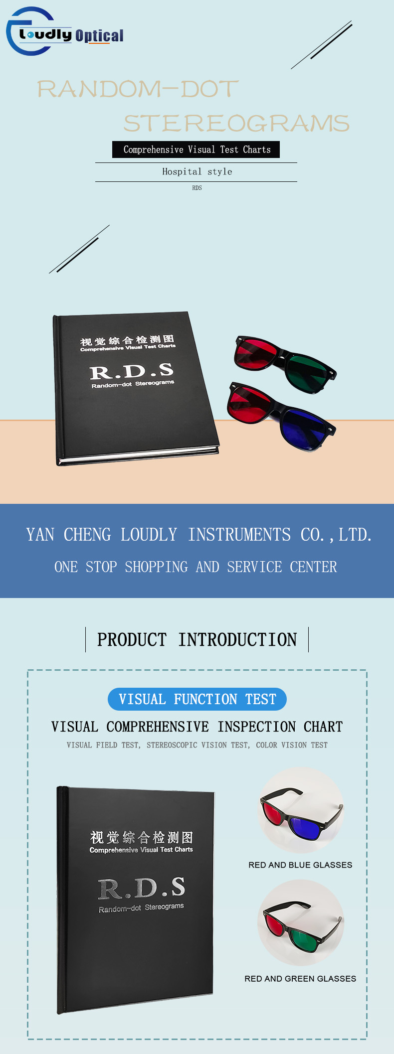 Random-dot Stereograms Comprehensive Visual Test Charts Book Color Blindness Astigmatism Amsler Test Chart With Eyeglasses RDS