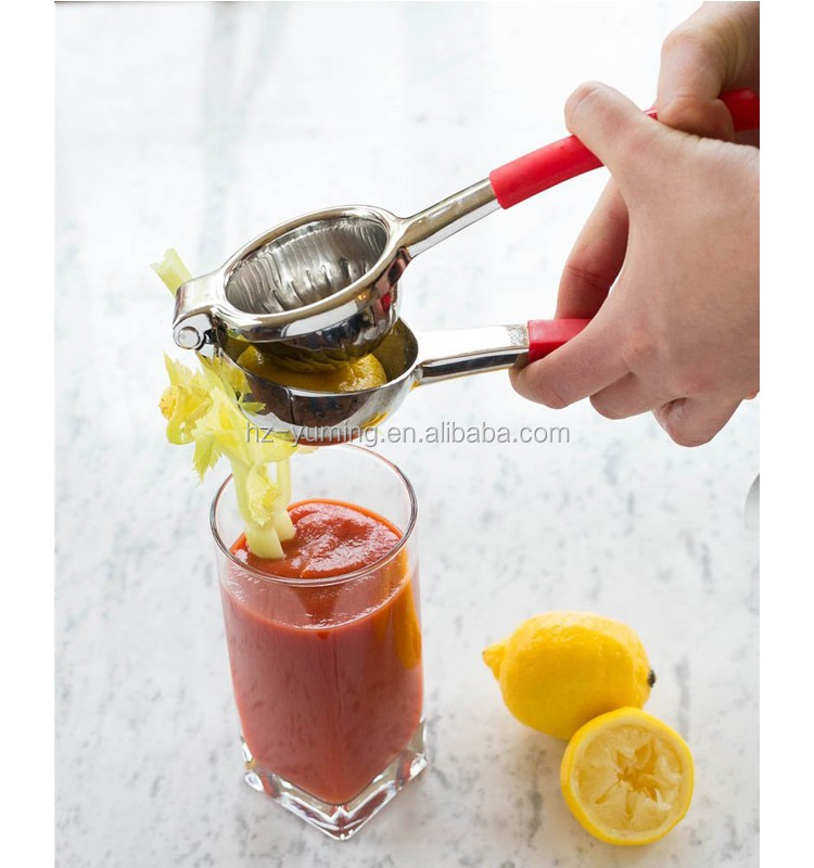 Factory Wholesale custom Logo Manual Citrus Press Juicer Silicone Handles Heavy Duty Metal Stainless Steel Lemon Squeezer