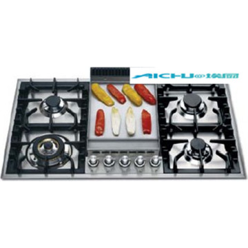 Gas Bersepadu dengan LidStainless Steel 5 Burners