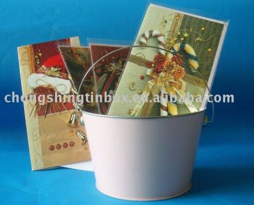 Tin Bucket for promation,gift tin bucket,tin bucket with handle