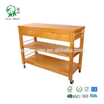 Factory wood kitchen carts with wheels