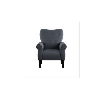 Buttoned Navy Blue Fabric Armed Accent Chair