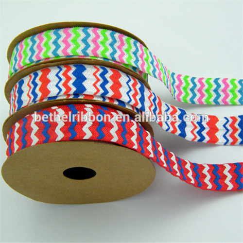 Colorful 16mm fold over elastic printed elastic ribbon
