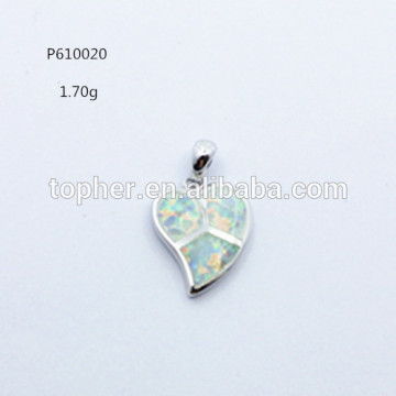 925 sterling silver white fire opal leaf pendant