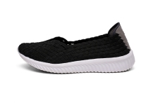 Lightweight Style Slip-ons Black Casual Woven Pumps