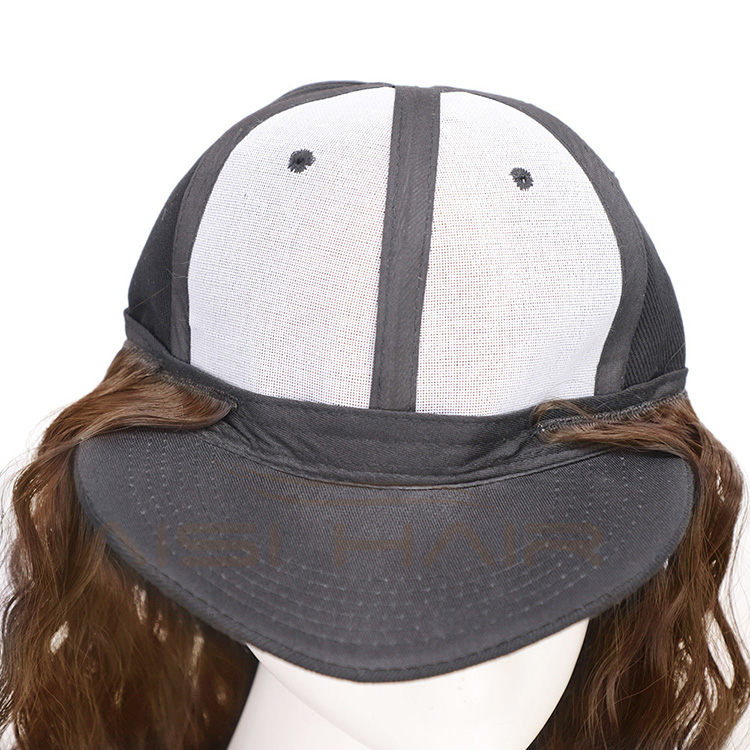 Aisi Hair Synthetic Long Wave Baseball Hat with Hair Light Brown Wavy Women Hats with Hair Wavy Extensions