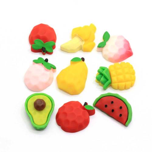 Venta al por mayor de melocotón, varias frutas en forma de resinas planas, cabujón, mesa de cocina, nevera, decoración, espaciador, decoración artesanal DIY