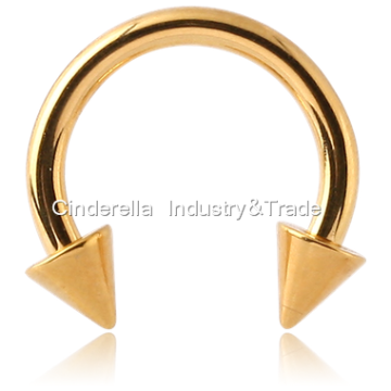Gold PVD Coated  Circular Barbell with Cones