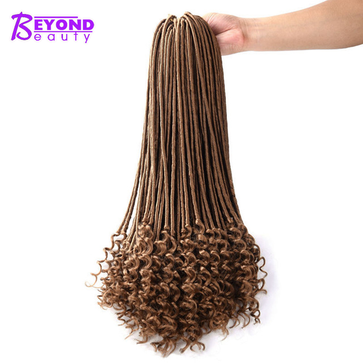 20 inch Goddess Faux Locs Curly Crochet Hair 22 Roots/pack Faux Locks Synthetic Crochet Braiding Hair Extension