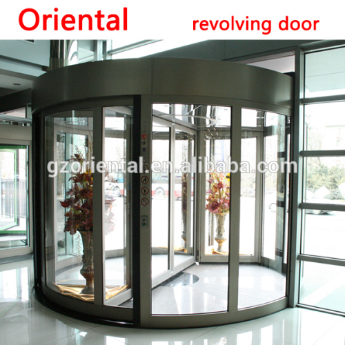 2 leafs automatic revolving door security glass doors