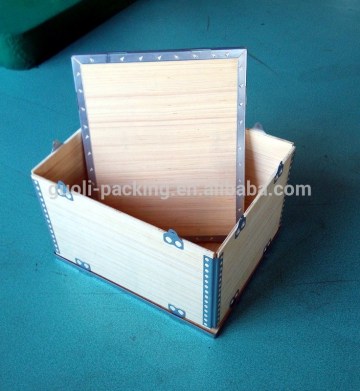 Reusable folding wooden storage box