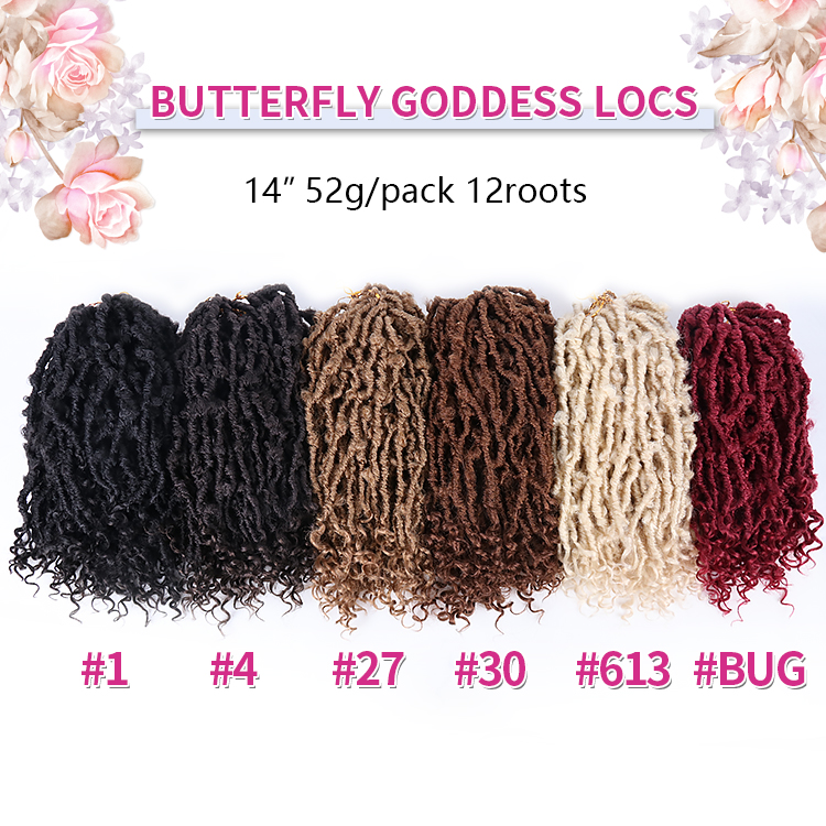 Julianna Handmade Short Ombre Synthetic Braiding Hair Extension Faux Curly Butterfly Lock Crochet Braids Crochet Hair