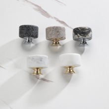 Cylindrical Minimalist Marble Wardrobe Door Knob and Handle Set