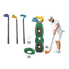 Children's Practice Golf Game Play Set: 3 Colorful Golf Sticks & Toy Golf Cart
