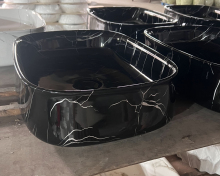 Black Rectangular Marble Pattern Bathroom Sink