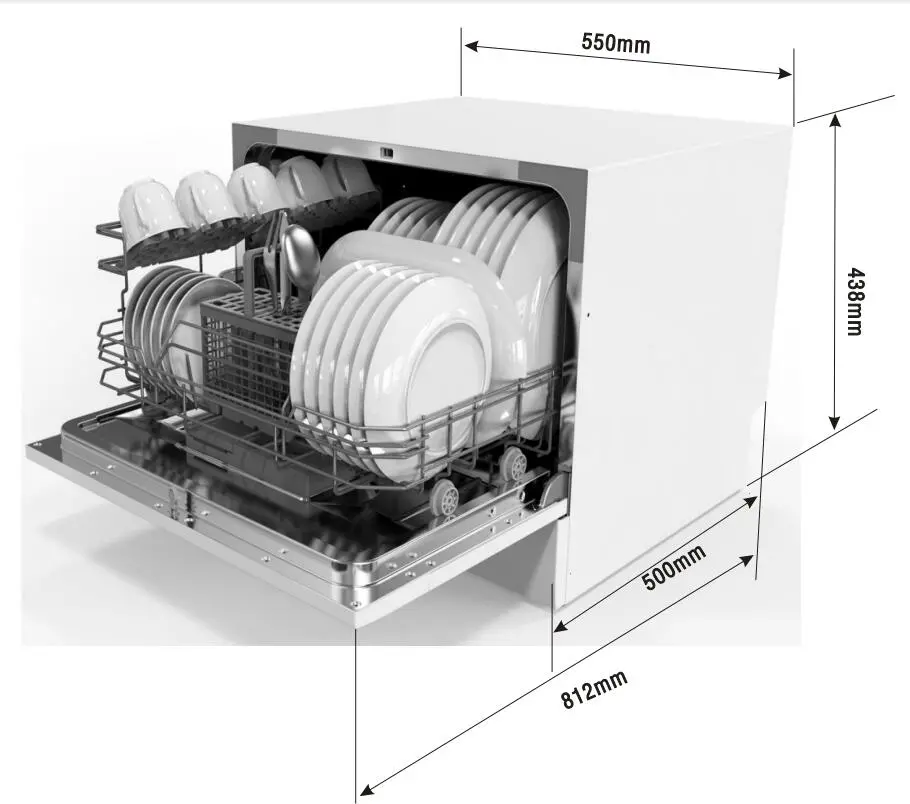 6 Sets Electronic Control Table Top Dishwasher with Ce