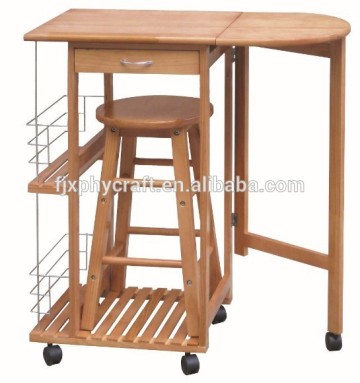 Wooden Folding Kitchen Trolley with Chair