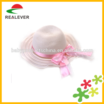 Children beach sun visor straw hat with bowknot cute baby paper straw hat