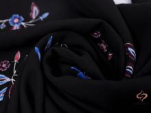 75D Poly Spun Chiffon With Blue Florals Printing