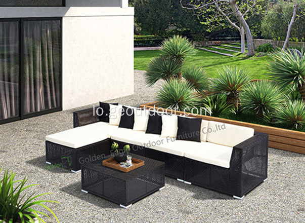 ຊຸດຫວາຍ PE Rattan Sofa L Shape Sofa ຊຸດ