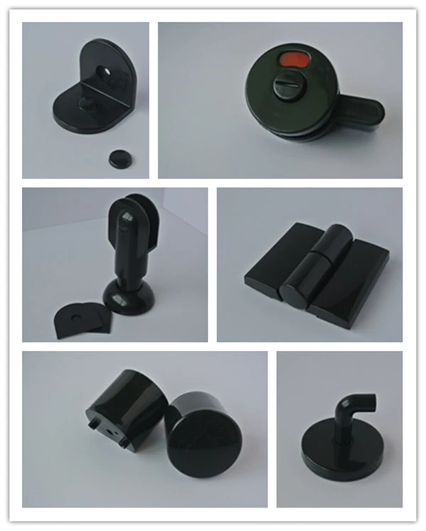 Black Plastic Nylon Toilet Cubicle Partition Accessory