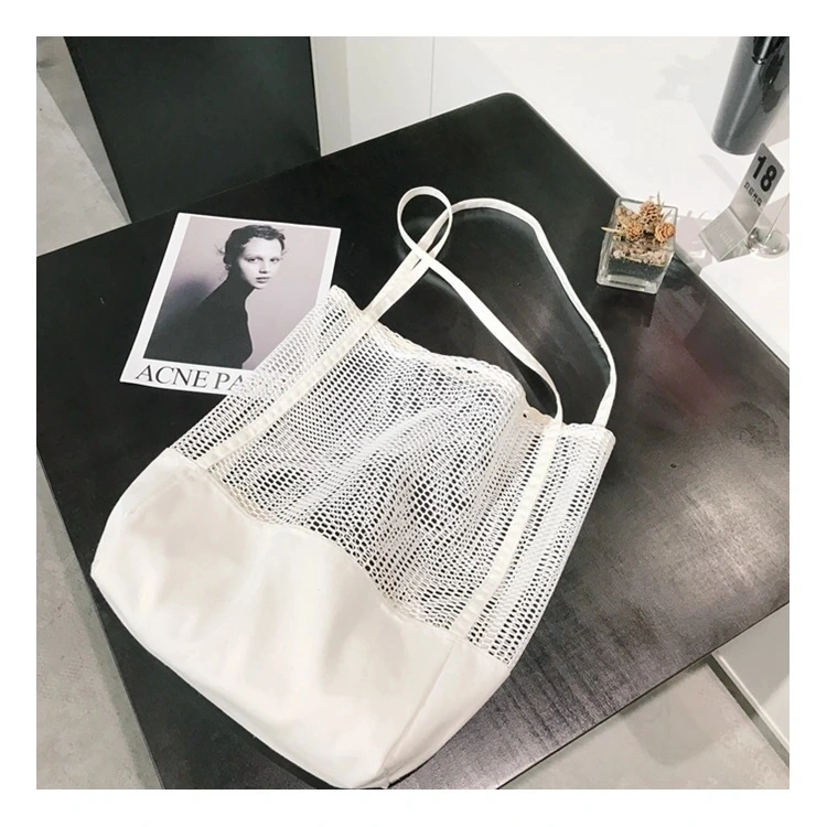 2021 New Simple Fashion Large Capacity Women Mesh Transparent Bag Double-Layer Large Beach Bags